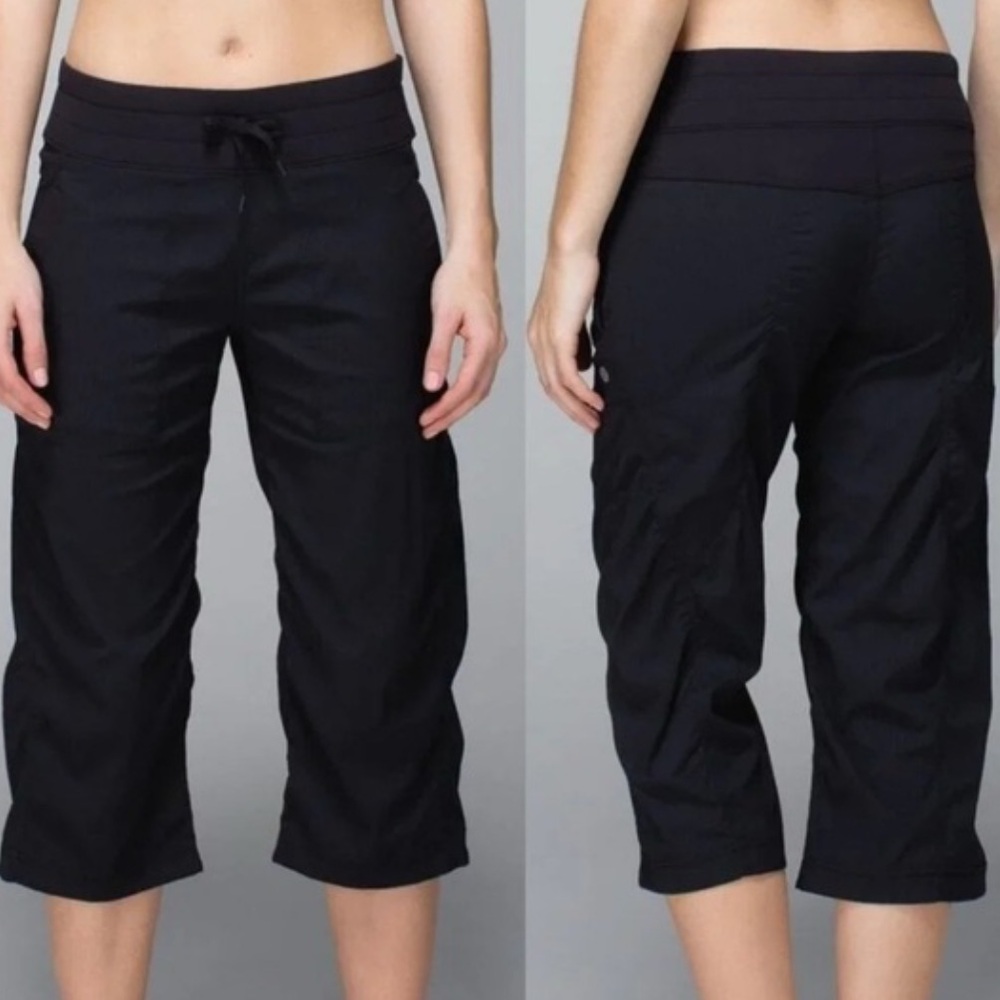 Lululemon Dance Studio Crop Pants Cinch Capri Black Sz ?